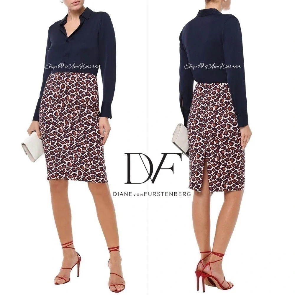 Diane von Furstenberg NWT navy leopard pencil skirt *shop@iamwarrior